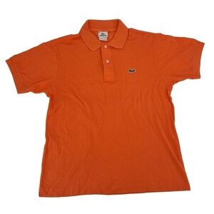 Lacoste Orange Short Sleeve Pointed Collar Button Up Polo Size Large Men’s